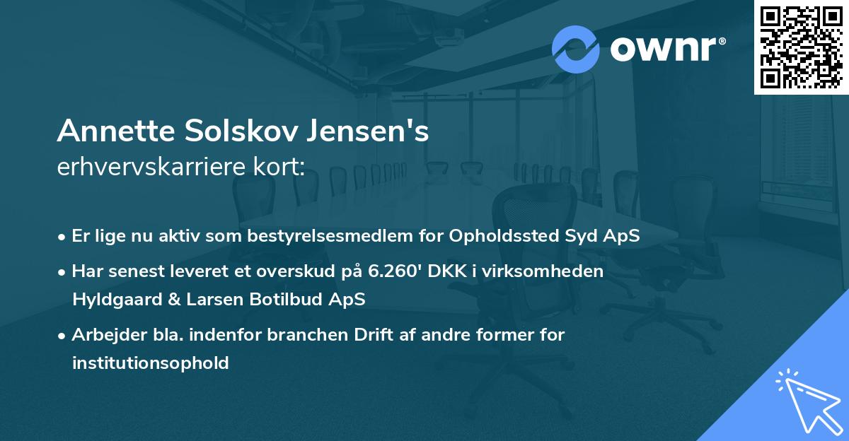 Annette Solskov Jensen's erhvervskarriere kort