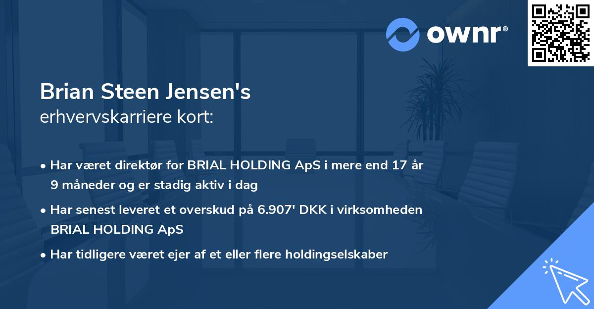 Brian Steen Jensen's erhvervskarriere kort