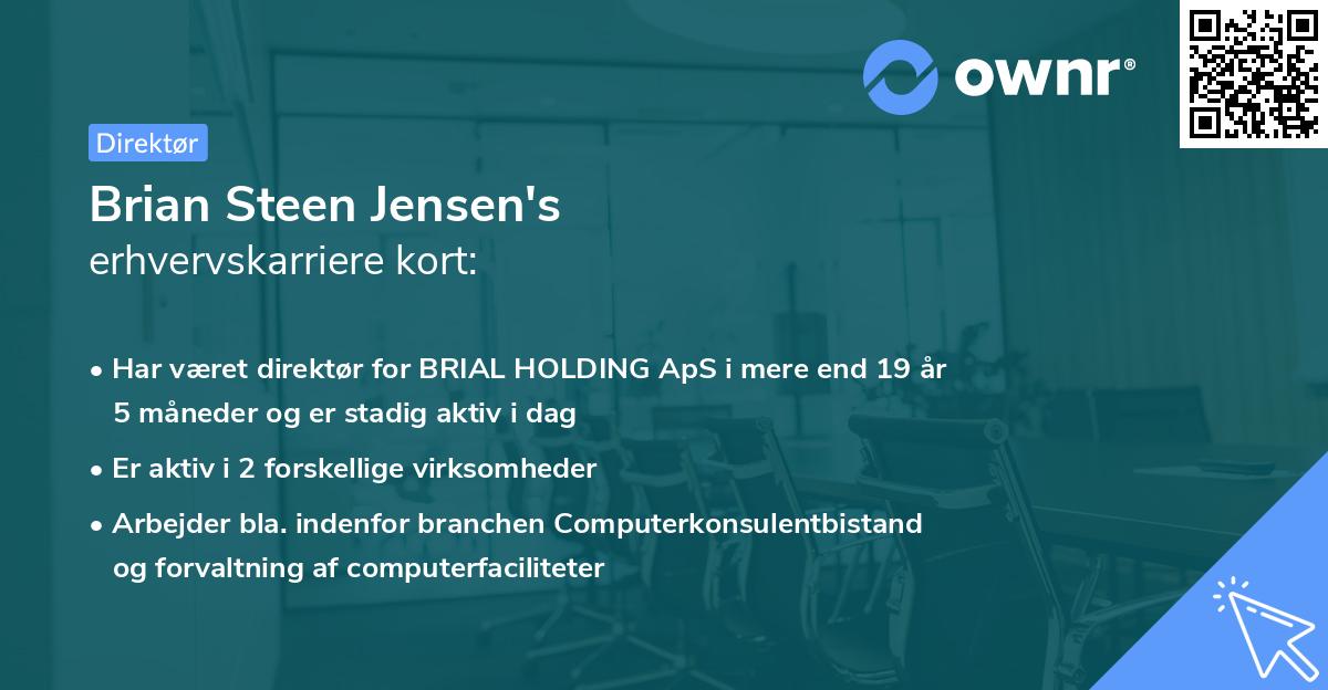 Brian Steen Jensen's erhvervskarriere kort