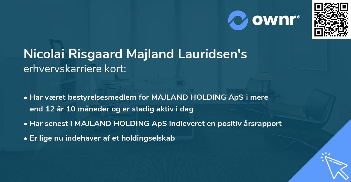 Nicolai Risgaard Majland Lauridsen's erhvervskarriere kort