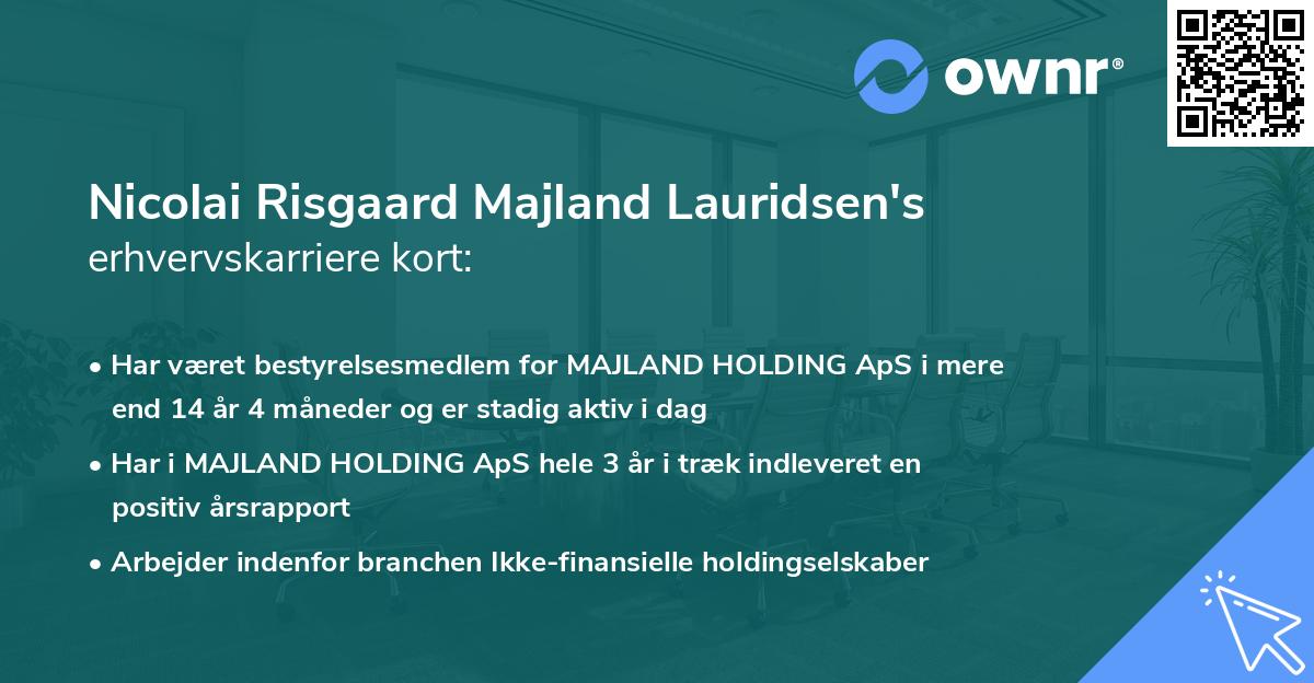 Nicolai Risgaard Majland Lauridsen's erhvervskarriere kort