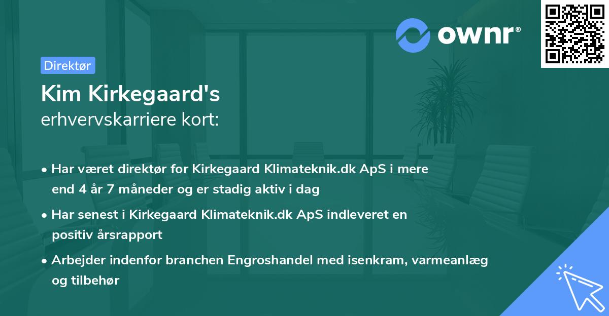 Kim Kirkegaard's erhvervskarriere kort