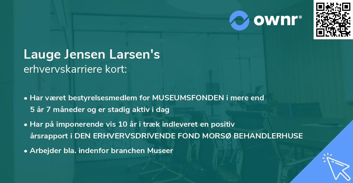 Lauge Jensen Larsen's erhvervskarriere kort