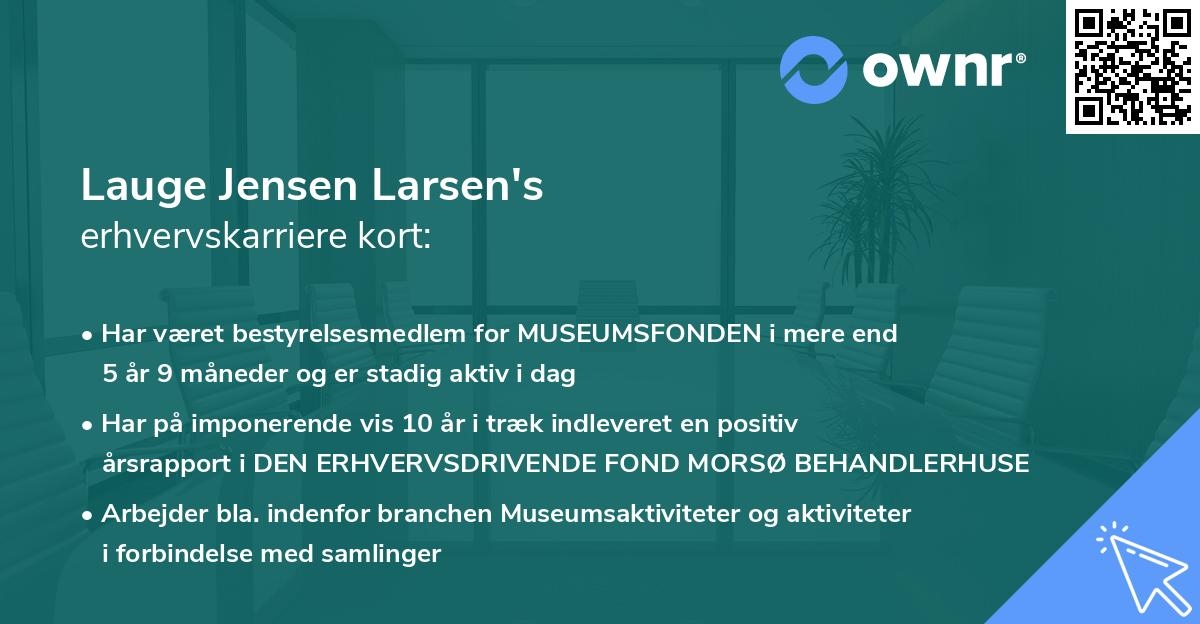 Lauge Jensen Larsen's erhvervskarriere kort