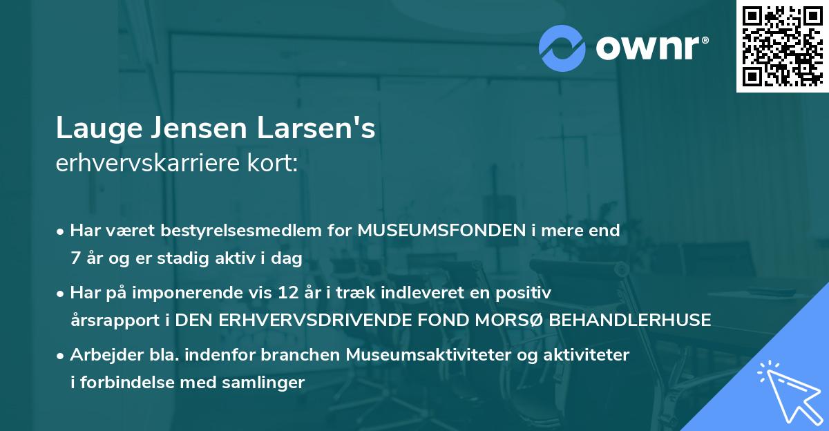 Lauge Jensen Larsen's erhvervskarriere kort