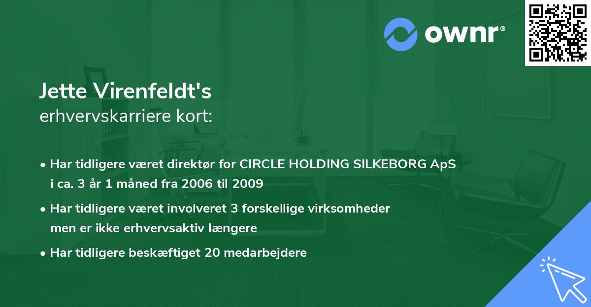 Jette Virenfeldt's erhvervskarriere kort