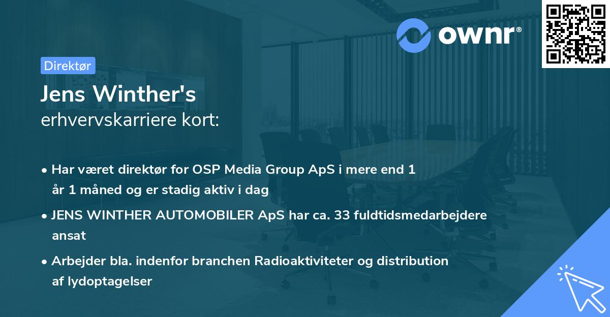 Jens Winther's erhvervskarriere kort