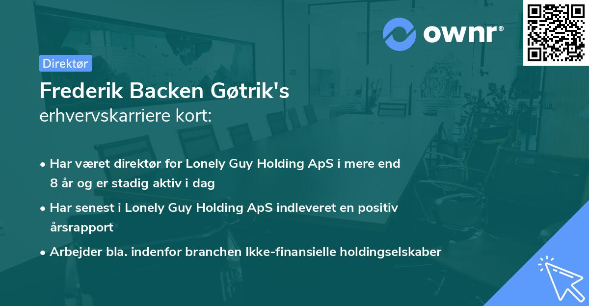 Frederik Backen Gøtrik's erhvervskarriere kort