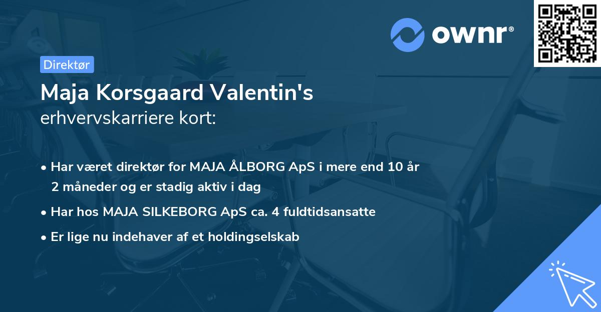 Maja Korsgaard Valentin's erhvervskarriere kort