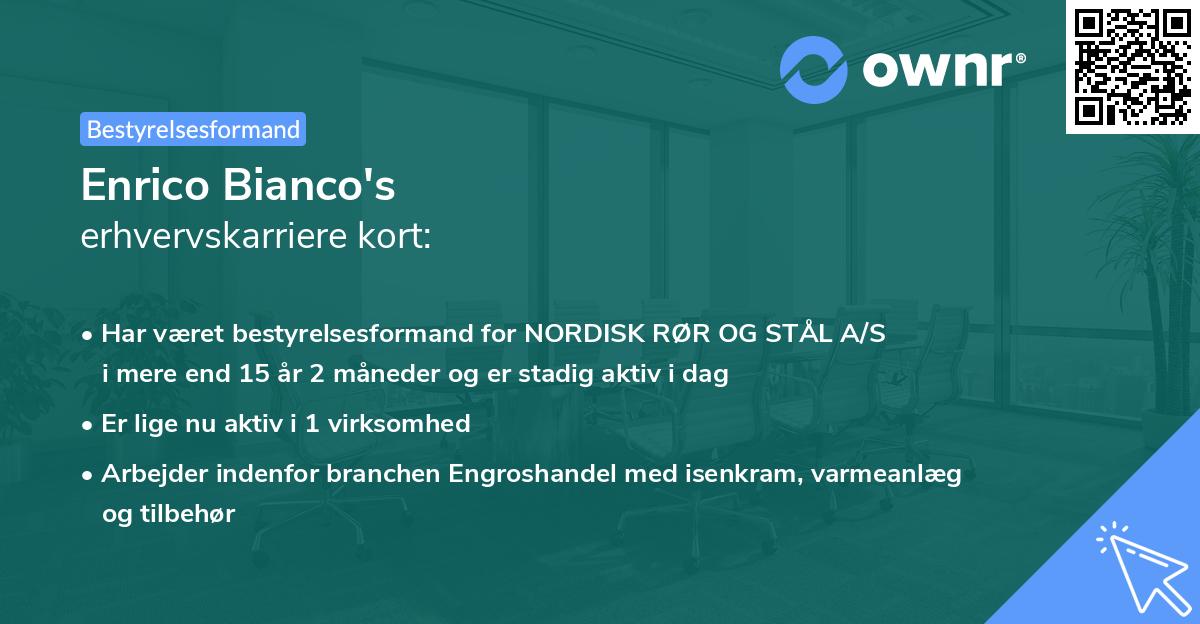 Enrico Bianco's erhvervskarriere kort