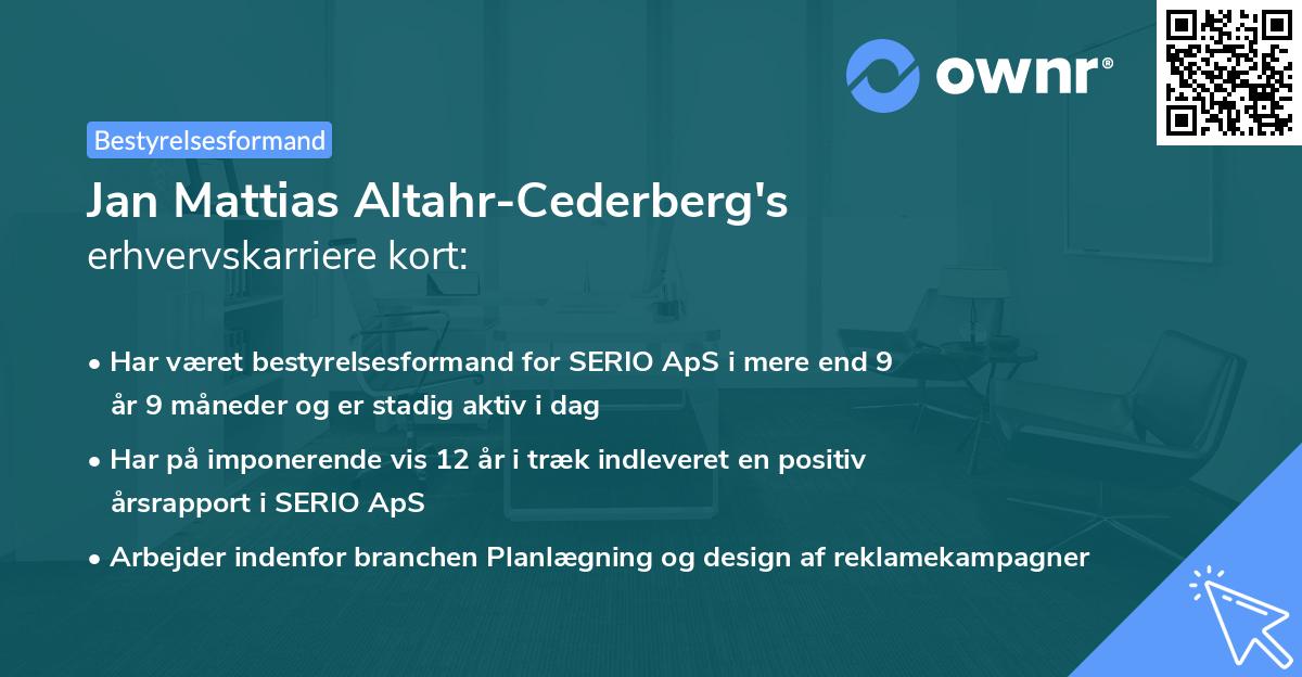 Jan Mattias Altahr-Cederberg's erhvervskarriere kort