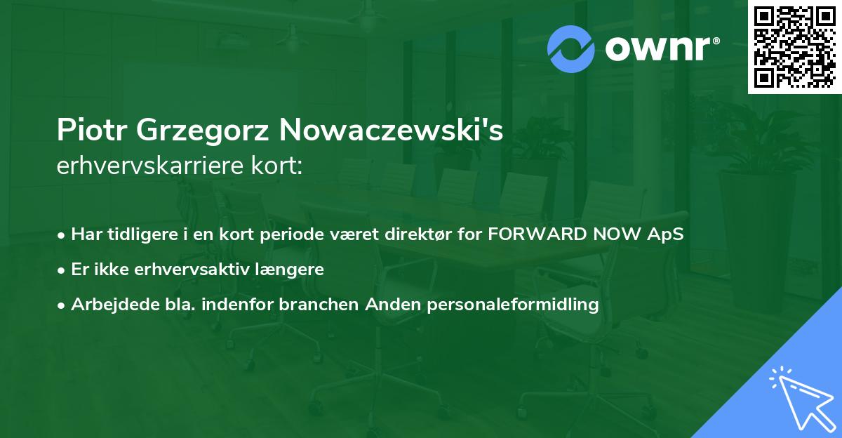 Piotr Grzegorz Nowaczewski's erhvervskarriere kort