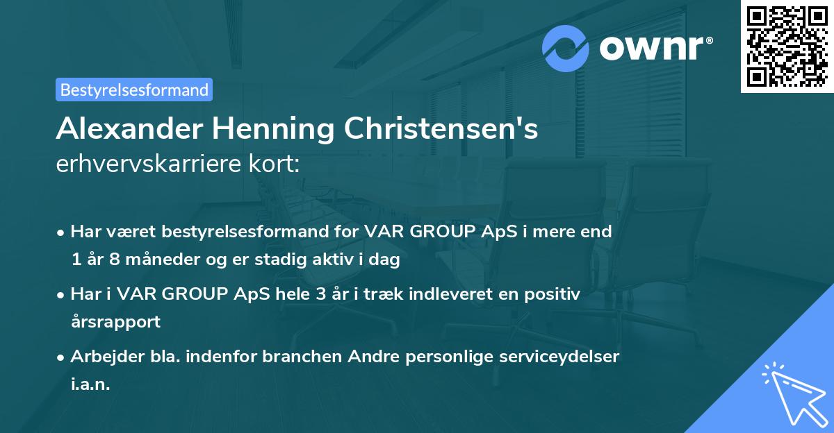 Alexander Henning Christensen's erhvervskarriere kort