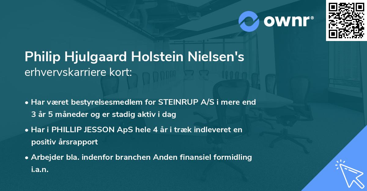 Philip Hjulgaard Holstein Nielsen's erhvervskarriere kort