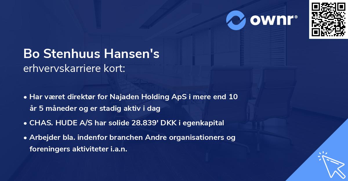 Bo Stenhuus Hansen's erhvervskarriere kort
