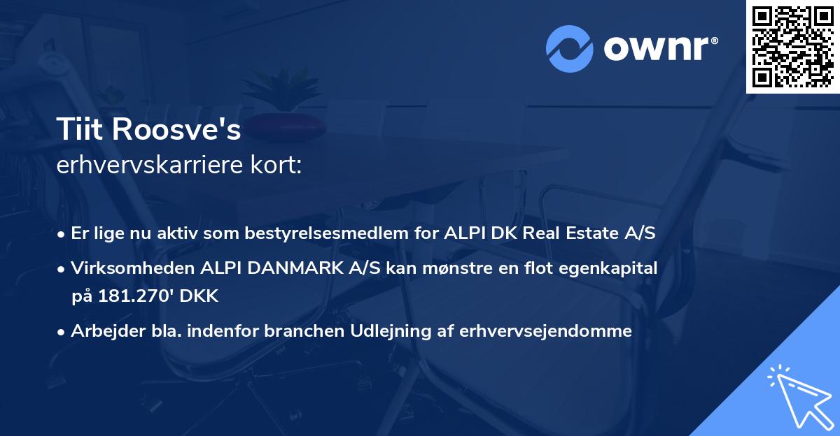 Tiit Roosve's erhvervskarriere kort