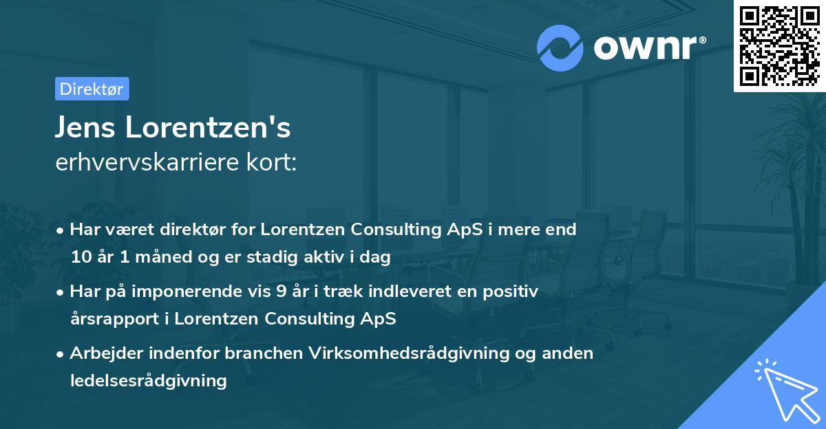 Jens Lorentzen's erhvervskarriere kort