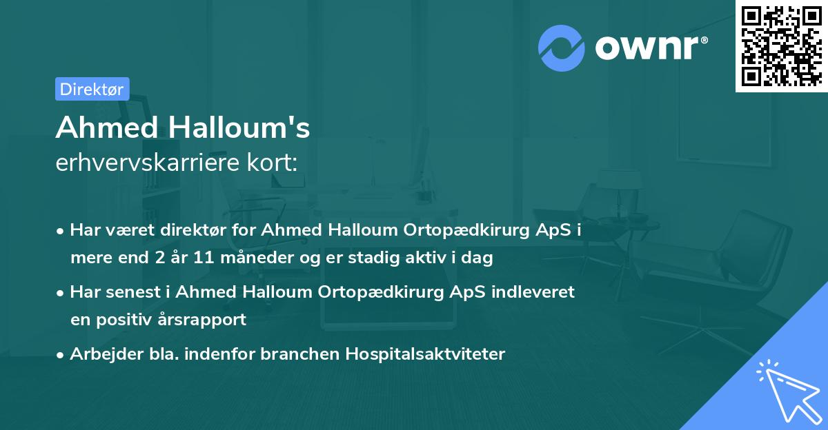 Ahmed Halloum's erhvervskarriere kort