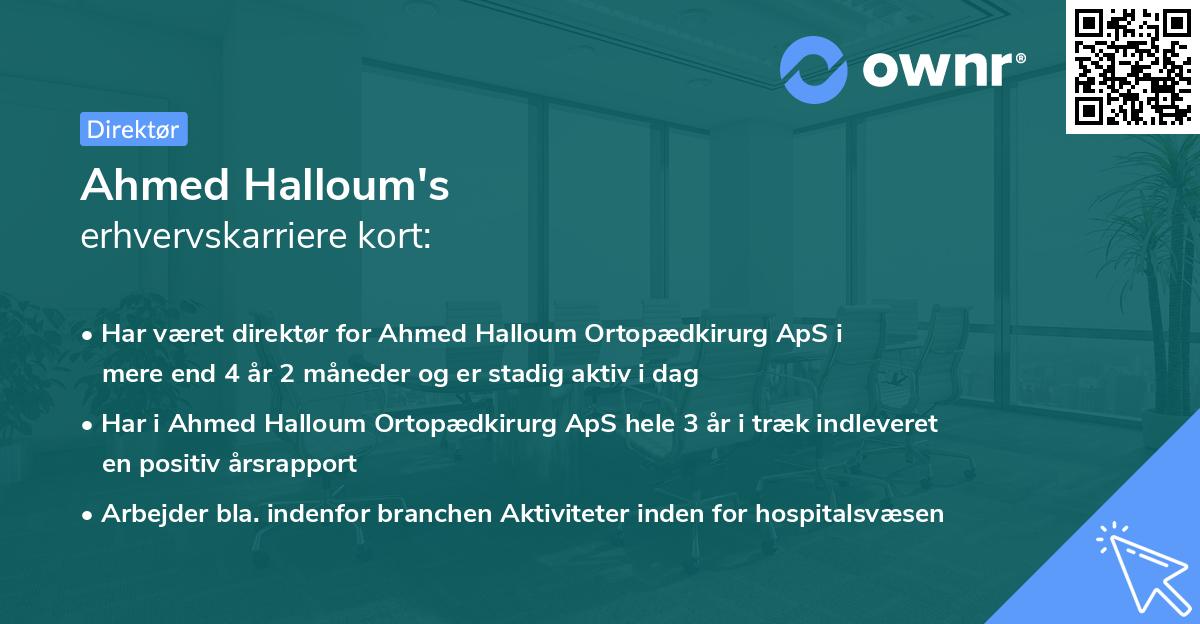 Ahmed Halloum's erhvervskarriere kort