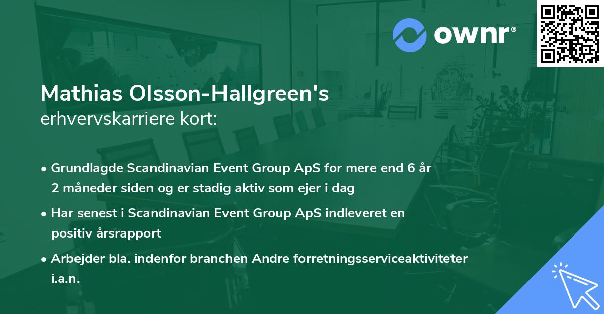 Mathias Olsson-Hallgreen's erhvervskarriere kort