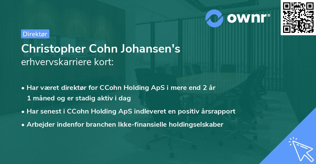 Christopher Cohn Johansen's erhvervskarriere kort