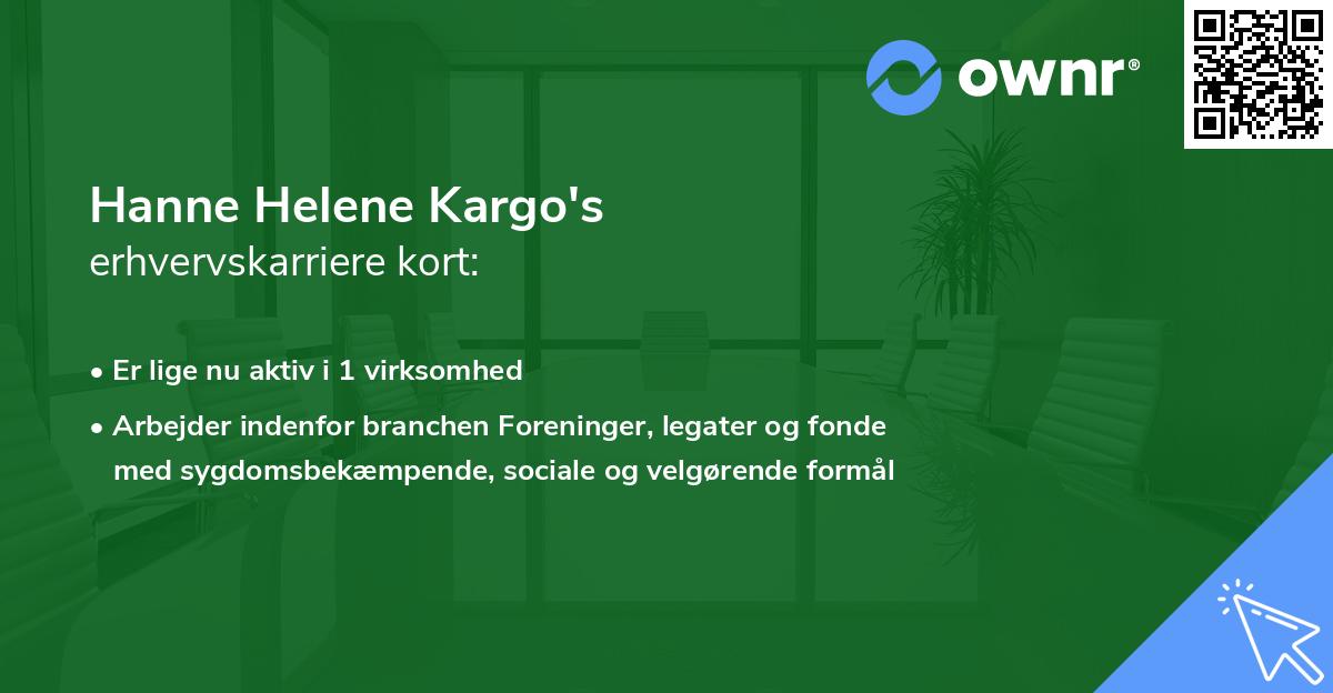 Hanne Helene Kargo's erhvervskarriere kort