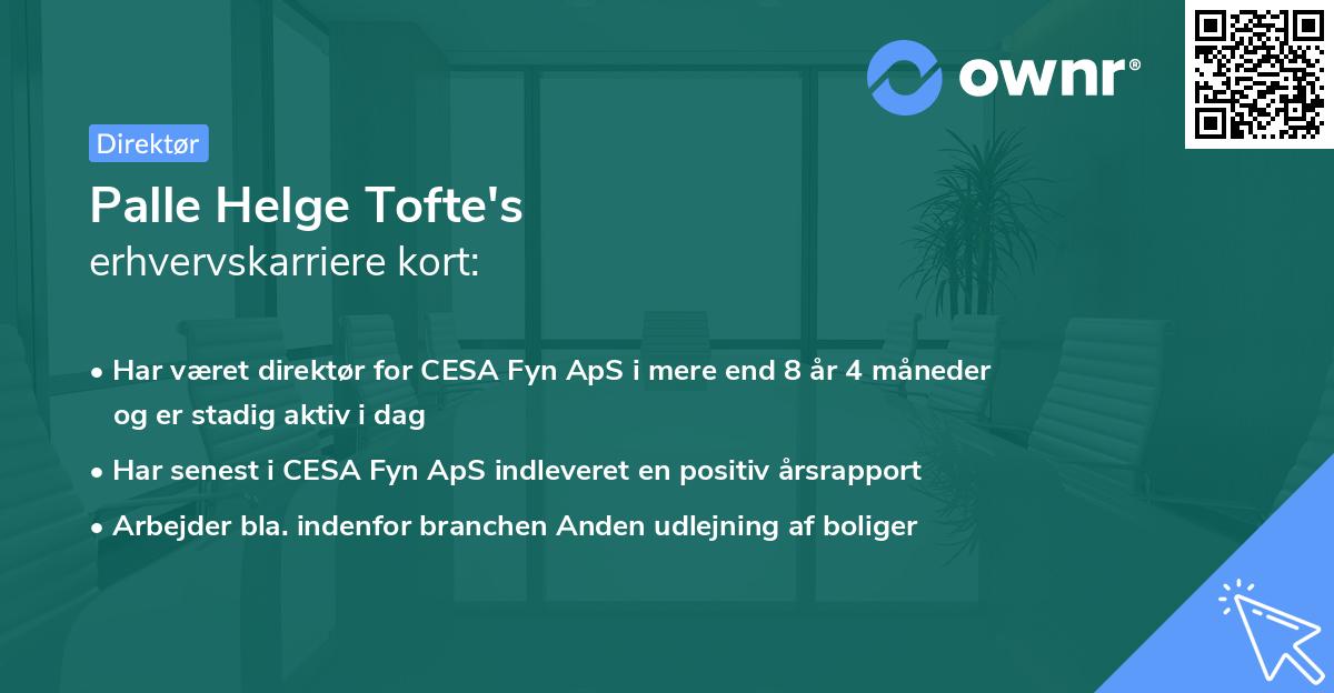 Palle Helge Tofte's erhvervskarriere kort