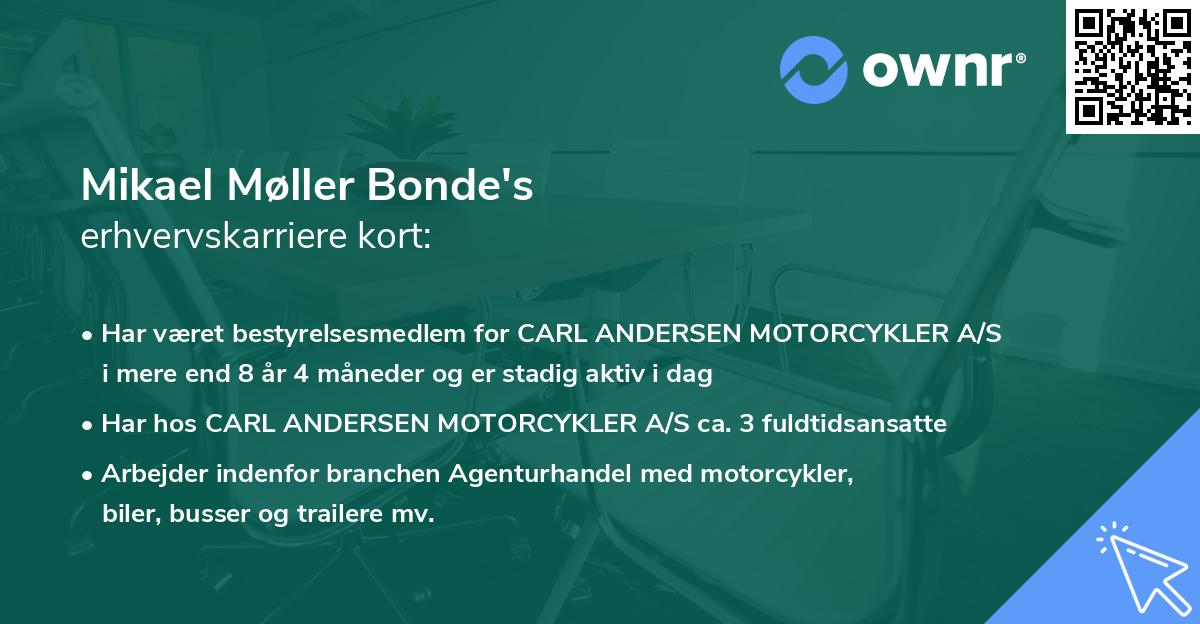 Mikael Møller Bonde's erhvervskarriere kort