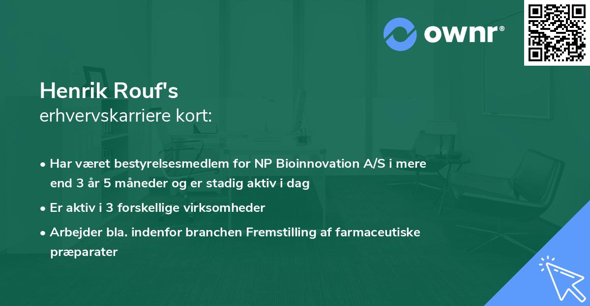 Henrik Rouf's erhvervskarriere kort