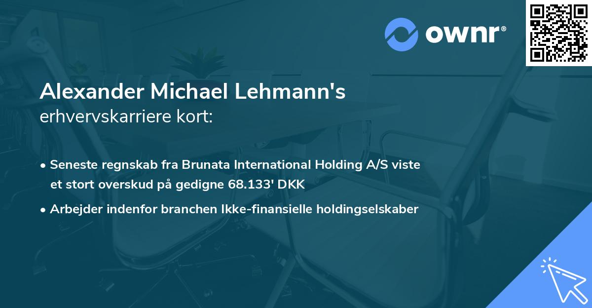 Alexander Michael Lehmann's erhvervskarriere kort