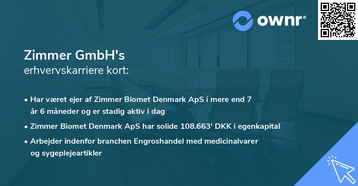 Zimmer GmbH's erhvervskarriere kort