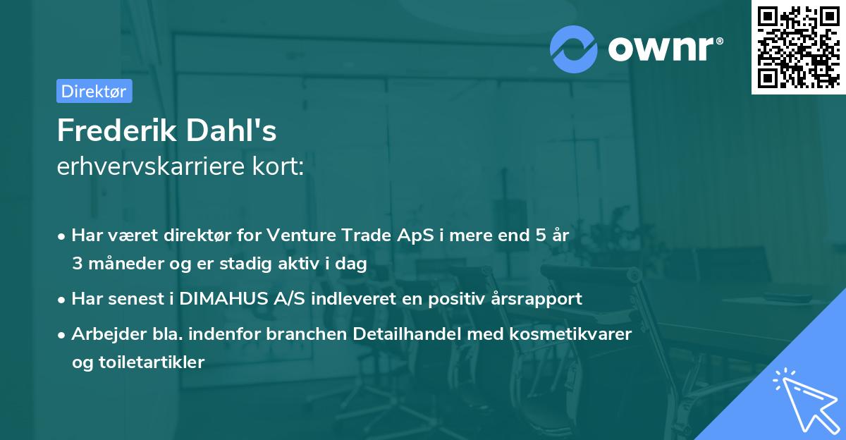 Frederik Dahl's erhvervskarriere kort