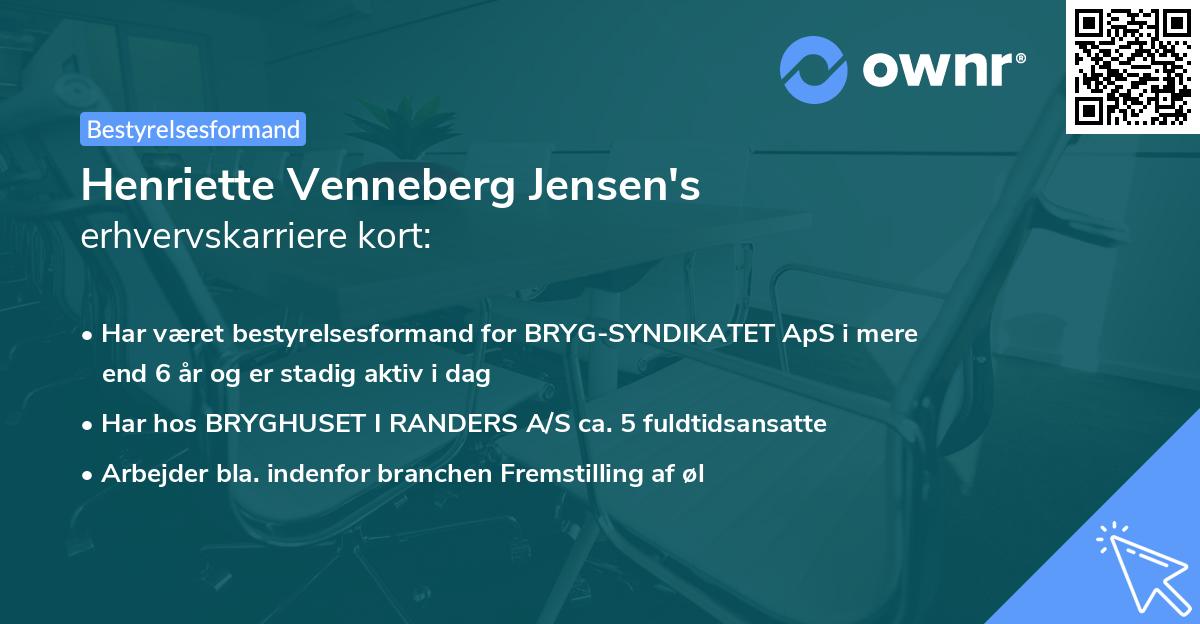 Henriette Venneberg Jensen's erhvervskarriere kort