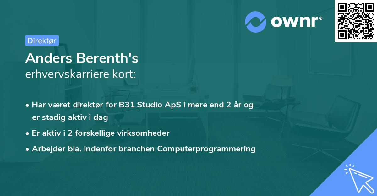 Anders Berenth's erhvervskarriere kort