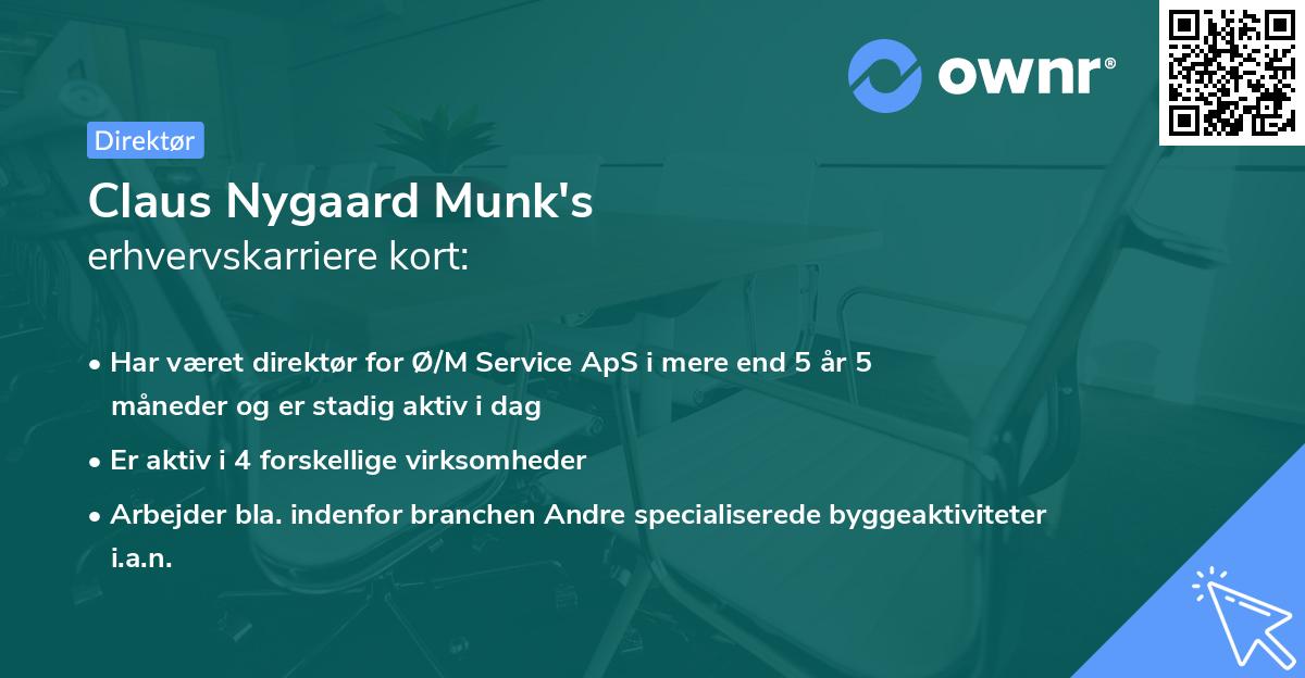 Claus Nygaard Munk's erhvervskarriere kort