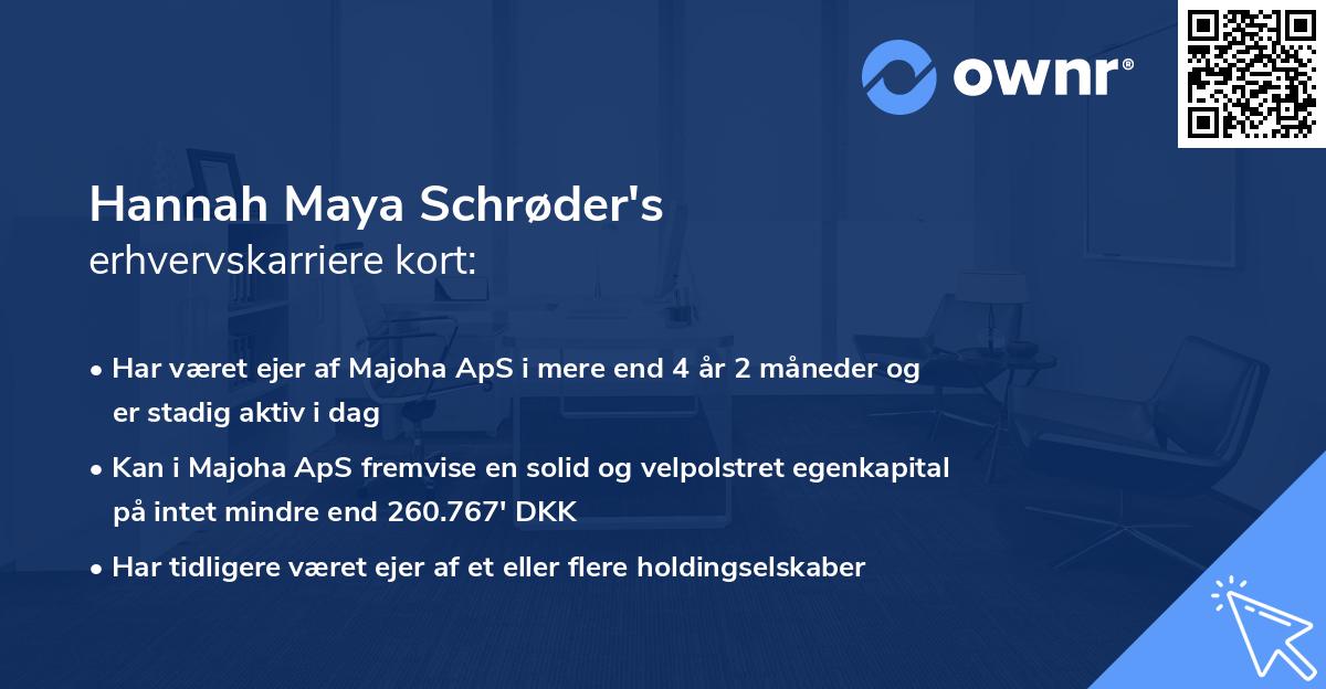 Hannah Maya Schrøder's erhvervskarriere kort