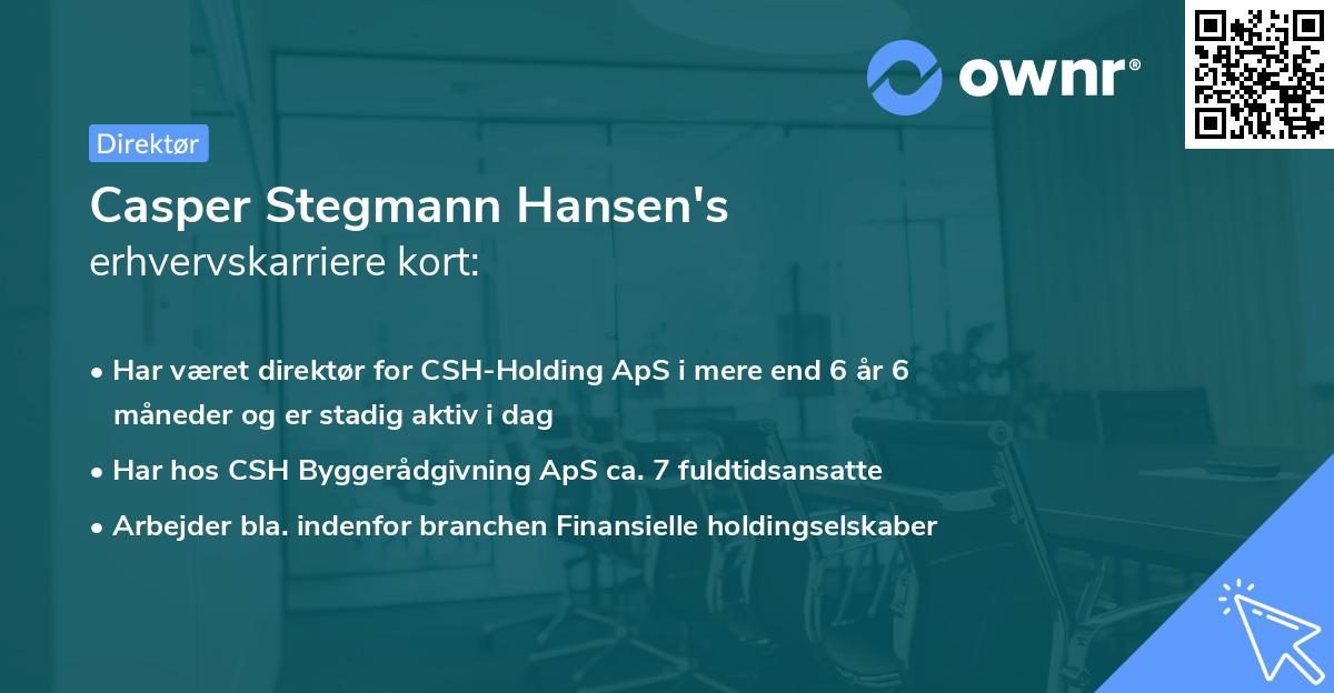 Casper Stegmann Hansen's erhvervskarriere kort