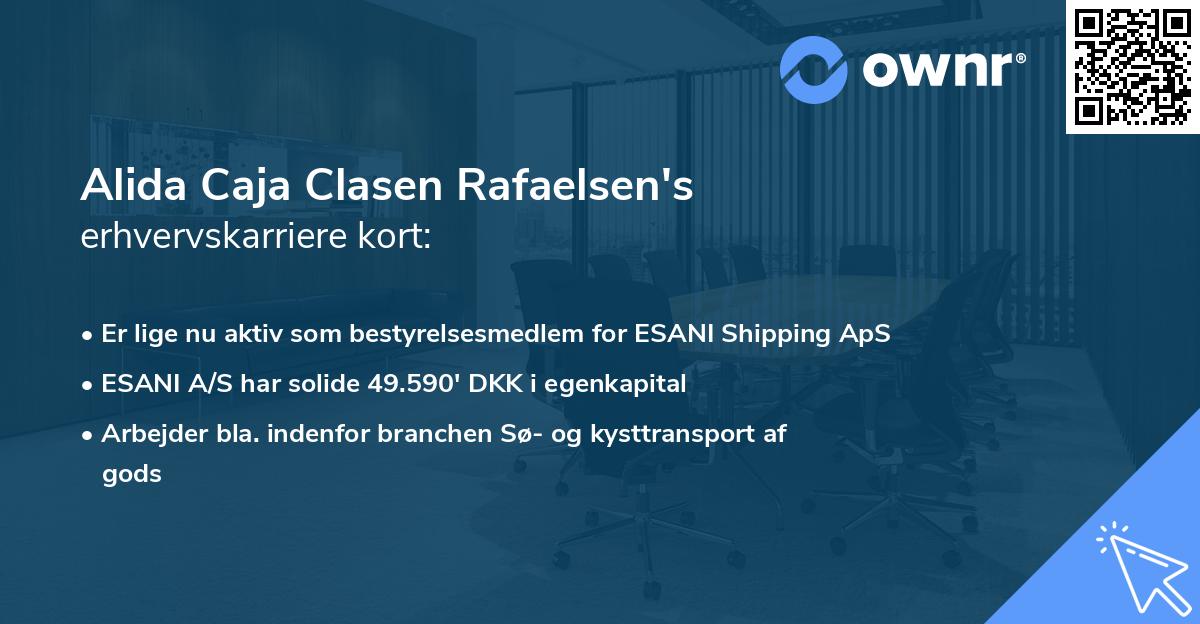 Alida Caja Clasen Rafaelsen's erhvervskarriere kort