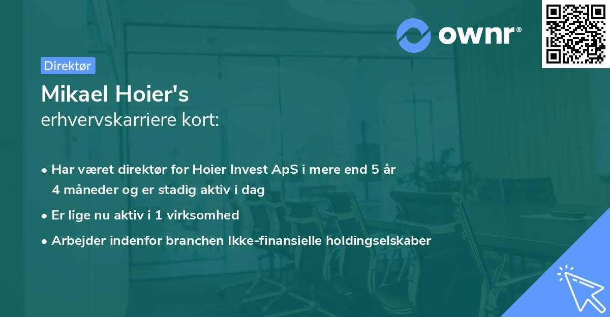 Mikael Hoier's erhvervskarriere kort