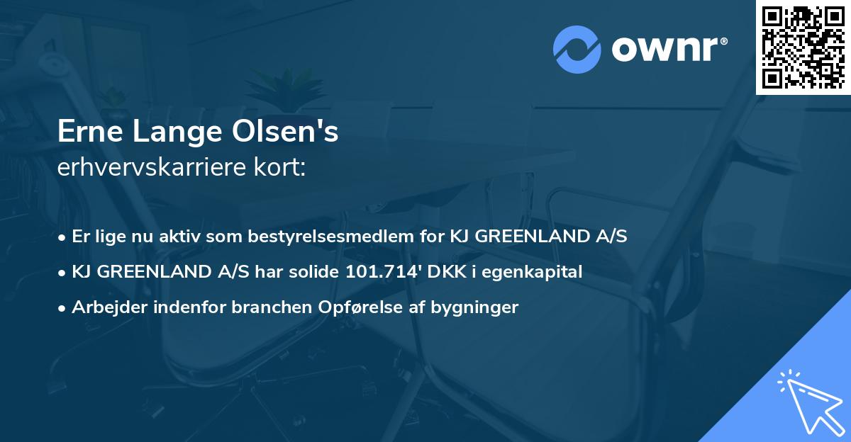 Erne Lange Olsen's erhvervskarriere kort