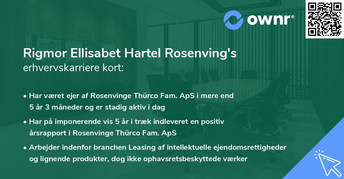 Rigmor Ellisabet Hartel Rosenving's erhvervskarriere kort