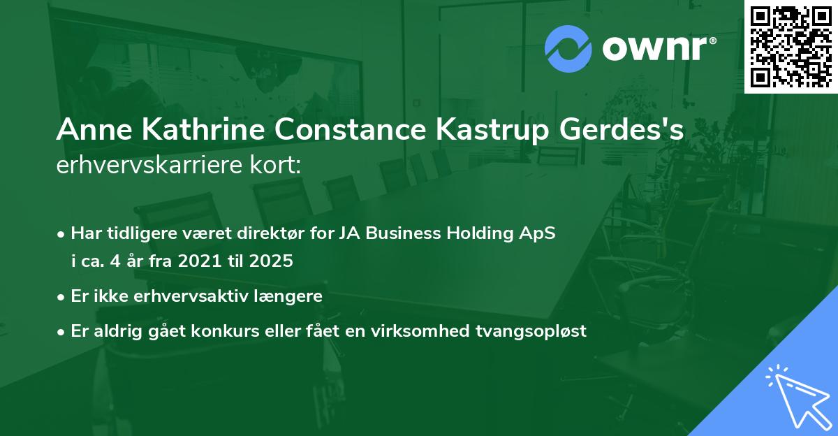 Anne Kathrine Constance Kastrup Gerdes's erhvervskarriere kort