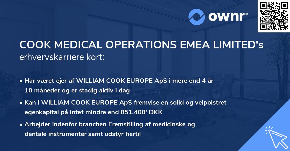 COOK MEDICAL OPERATIONS EMEA LIMITED's erhvervskarriere kort