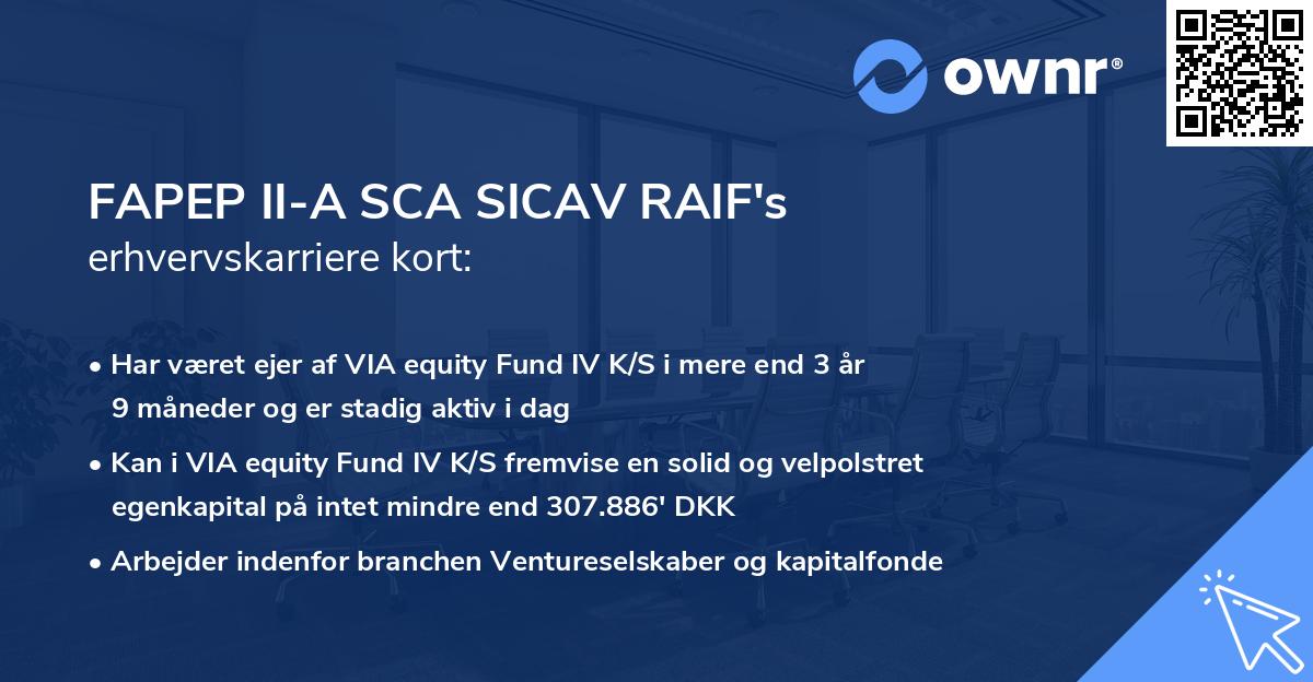 FAPEP II-A SCA SICAV RAIF's erhvervskarriere kort