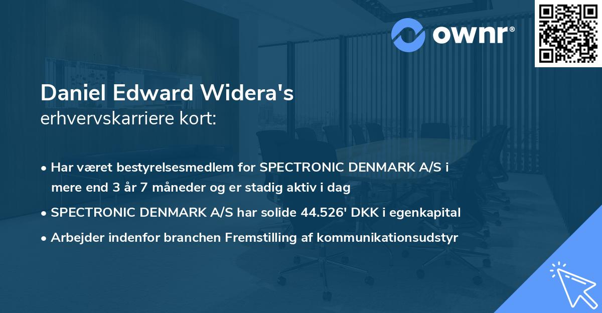 Daniel Edward Widera's erhvervskarriere kort