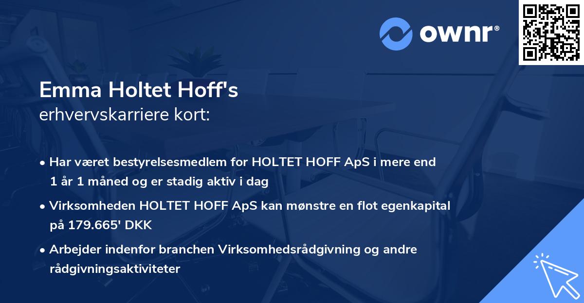 Emma Holtet Hoff's erhvervskarriere kort