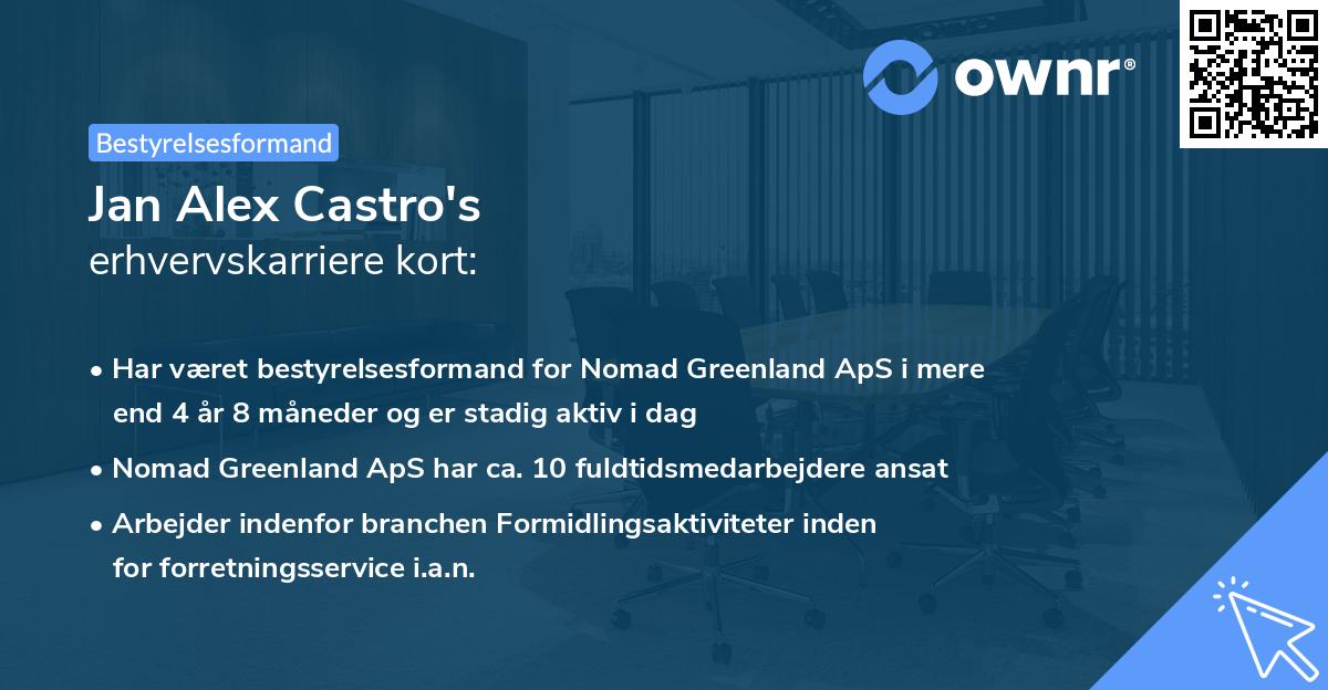 Jan Alex Castro's erhvervskarriere kort