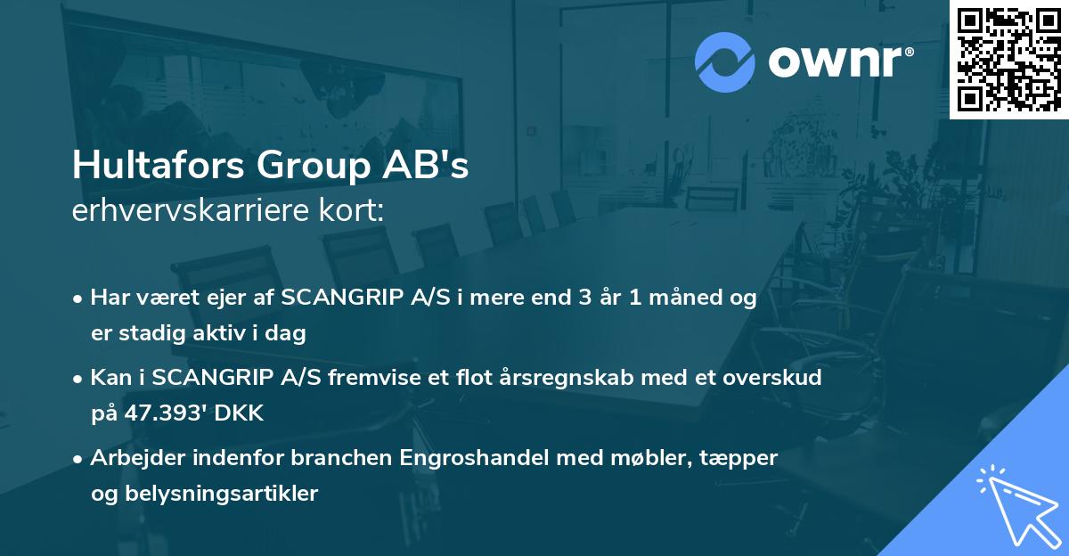 Hultafors Group AB's erhvervskarriere kort