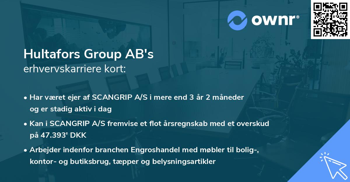 Hultafors Group AB's erhvervskarriere kort