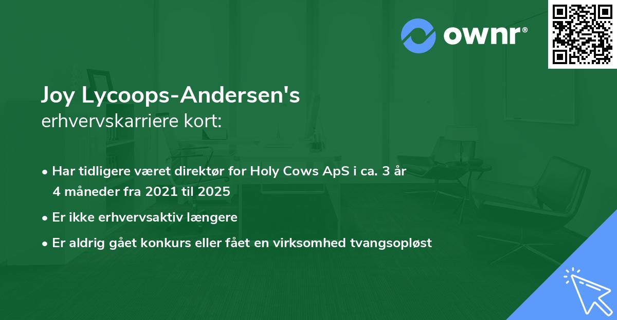 Joy Lycoops-Andersen's erhvervskarriere kort